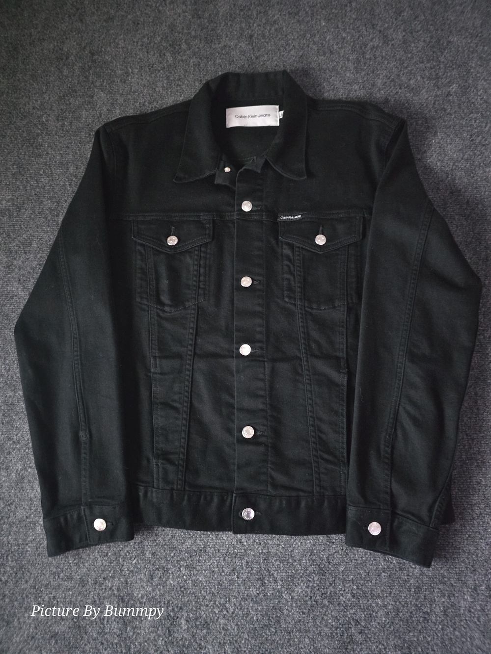 Calvin Klein Jeans Black Denim Trucker Jacket - Size Large (L/G)